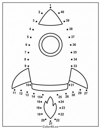 Rocket Dot to Dot coloring page