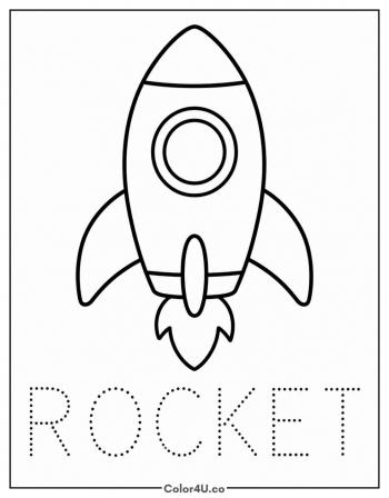 Trace and Color ROCKET coloring page