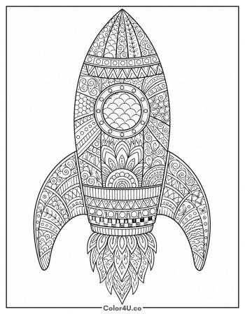 Zentangle Rocket coloring page