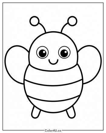 Easy Smiling Bee coloring page