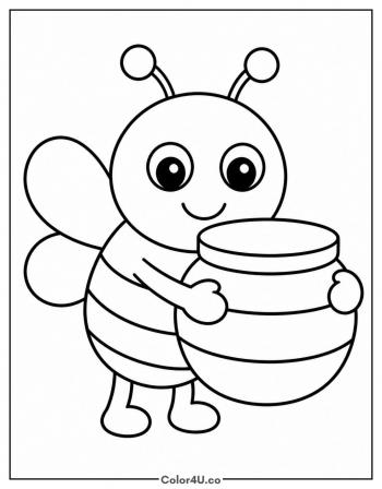 Bee Holding a Honey Pot coloring page