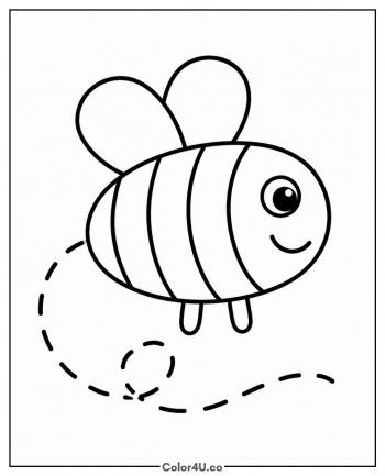 Bee Flying with a Loopy Trail coloring page