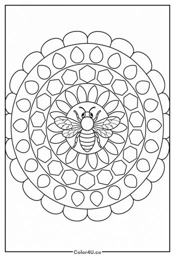 Bee Mandala coloring page