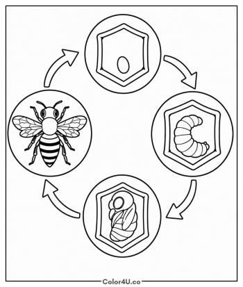 Bee Life Cycle Chart coloring page