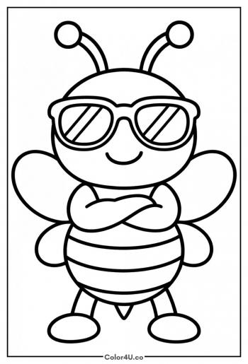 Cool Bee Wearing Sunglasses coloring page