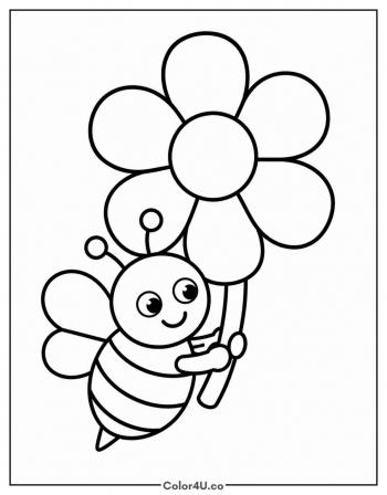 Bee Carrying a Flower coloring page