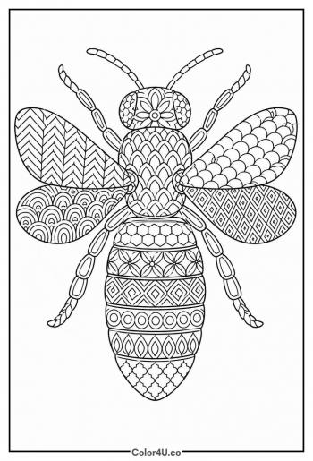 Bee with Patterned Wings coloring page