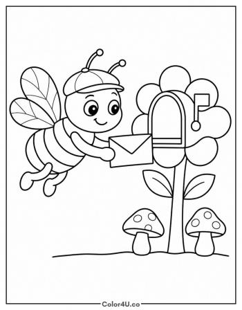 Bee Delivering the Mail coloring page