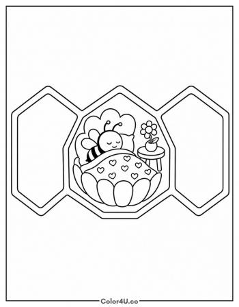 Bee Asleep in a Honeycomb Room coloring page