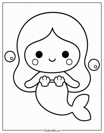 Kawaii Chibi Mermaid coloring page