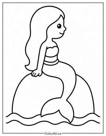 Mermaid Sitting on a Rock coloring page