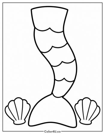 Mermaid Tail with Seashells coloring page