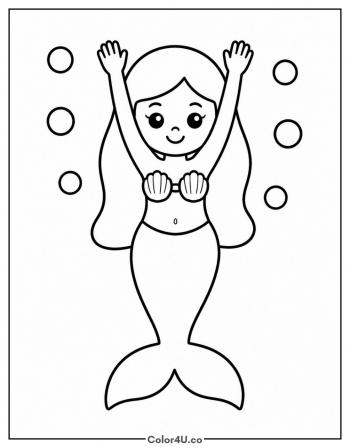 Mermaid Blowing Bubbles coloring page