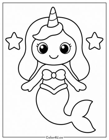 Unicorn Mermaid coloring page