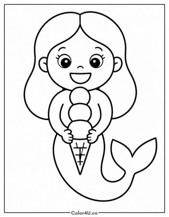 Mermaid with an Ice Cream Cone coloring page