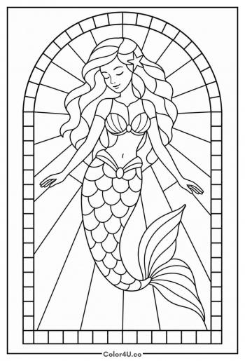 Stained Glass Mermaid coloring page