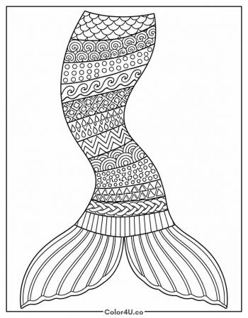 Zentangle Mermaid Tail coloring page