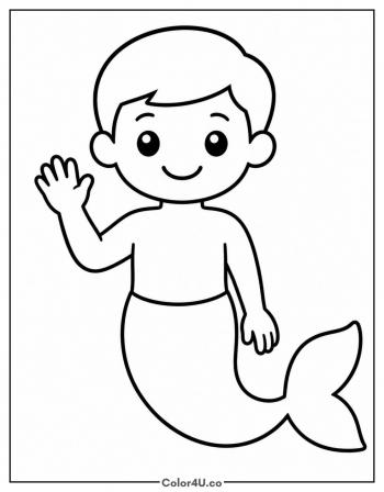 Merboy Waving coloring page