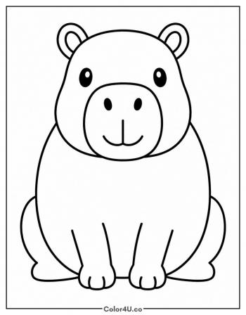 Smiling Capybara Sitting coloring page