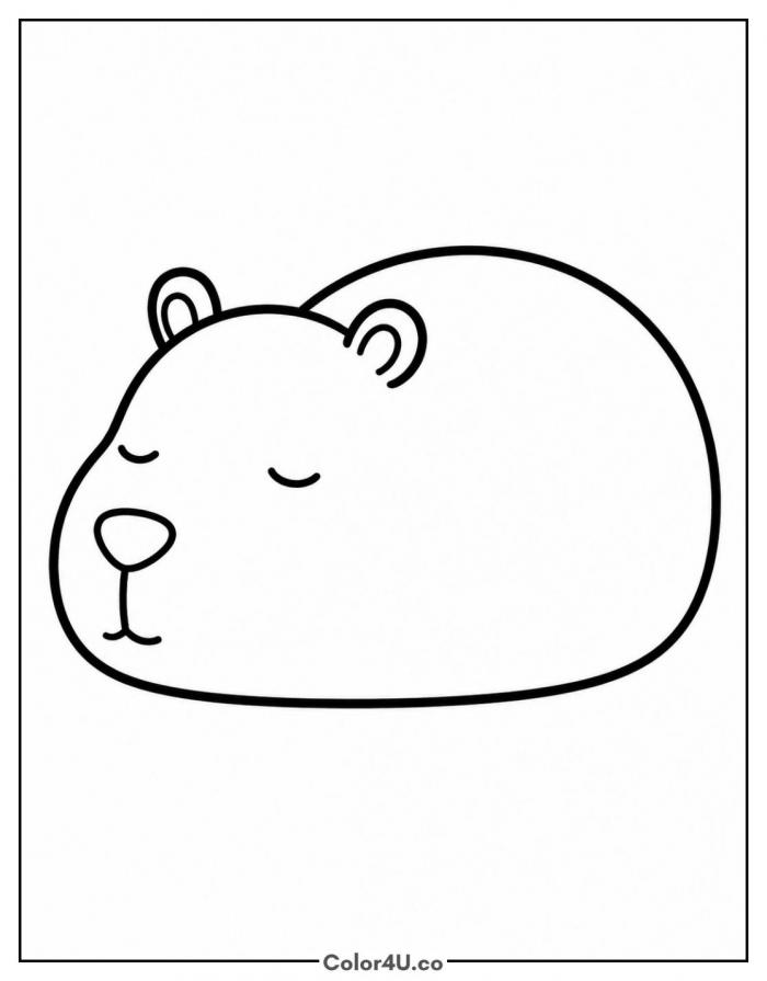 Capybara napping in a loaf pose, easy capybara coloring page