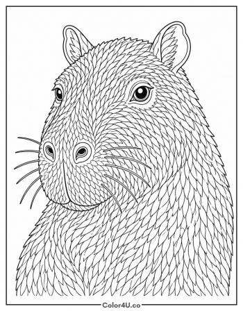 Realistic Capybara Portrait coloring page