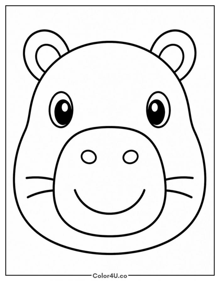 Close-up capybara face, easy capybara coloring page