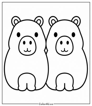 Two Capybaras Side by Side coloring page