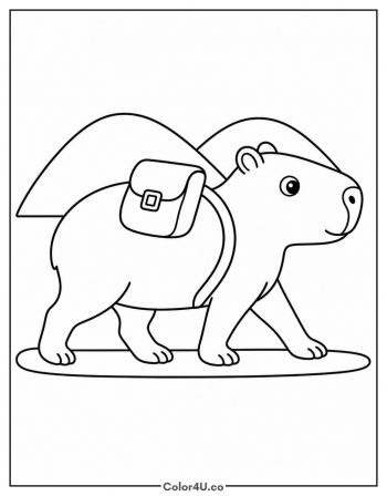 Capybara Hiking With a Backpack coloring page