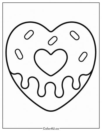 Heart Shaped Donut coloring page