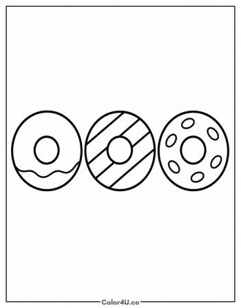 Three Mini Donuts in a Row coloring page