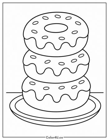 Stack of Three Donuts coloring page