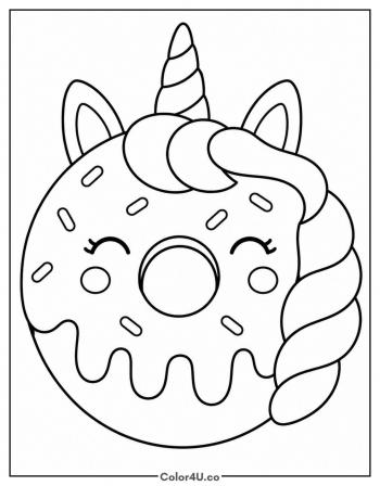 Unicorn Donut coloring page