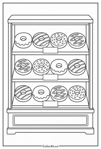 Donut Shop Display Case coloring page