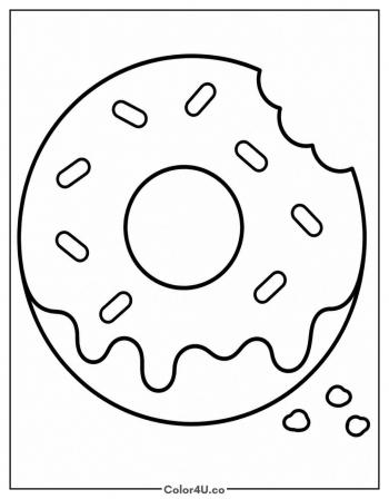 Donut with a Bite Taken Out coloring page