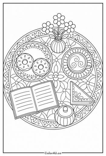 Donut Cafe Table coloring page