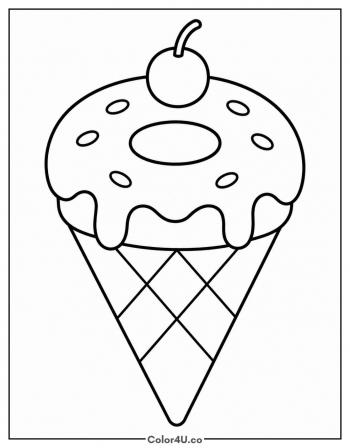 Donut on an Ice Cream Cone coloring page