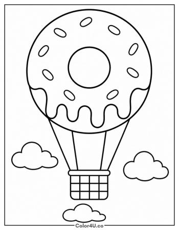Donut Hot Air Balloon coloring page