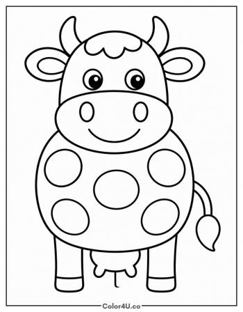 Smiling Cartoon Cow coloring page
