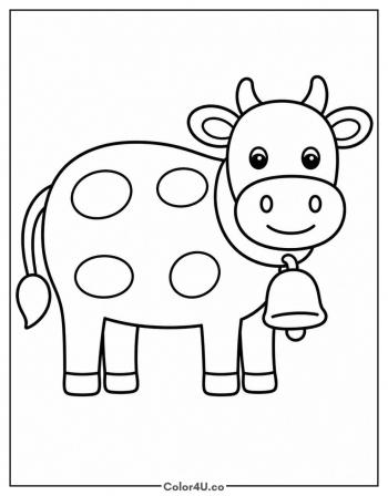 Cow with a Neck Bell coloring page