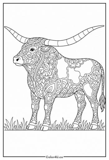 Longhorn Bull coloring page