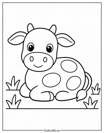 Calf Lying in the Grass coloring page