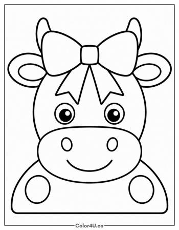 Cow with a Ribbon Bow coloring page