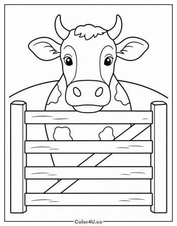 Jersey Cow at the Pasture Gate coloring page