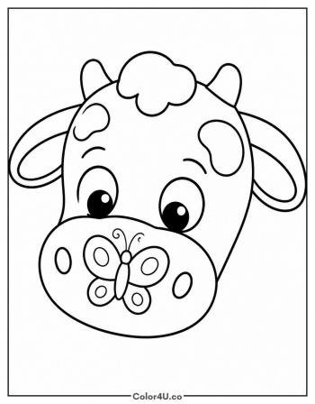 Calf with a Butterfly on Its Nose coloring page