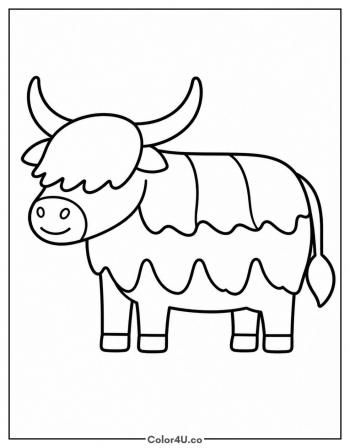 Simple Highland Cow Outline coloring page