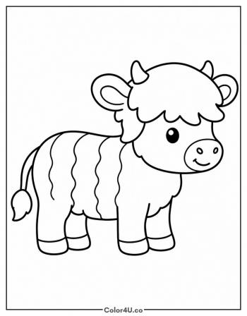 Highland Calf Standing coloring page