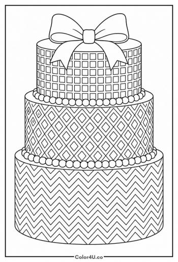 Patterned Tiered Cake coloring page