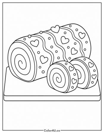 Swiss Roll with Two Slices coloring page