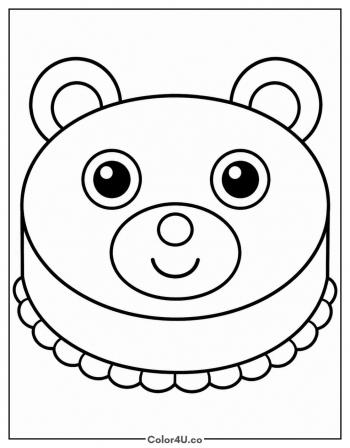 Bear Face Cake coloring page