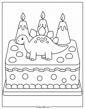 Dinosaur Cake coloring page
